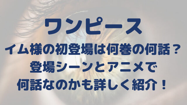 ワンピース　イム様　初登場　何巻　何話　登場シーン　アニメ　何話なのか