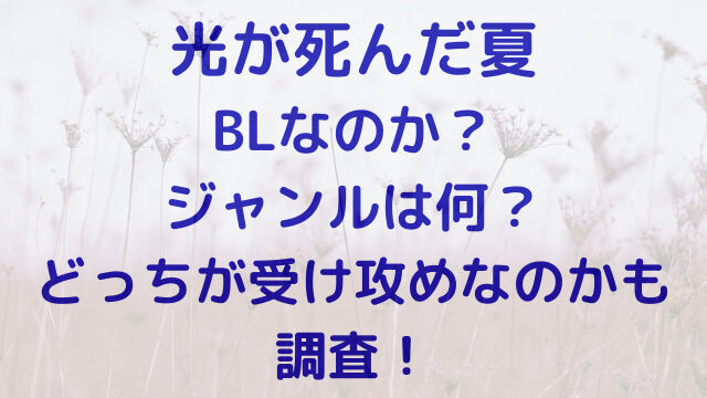 光が死んだ夏　BLなのか？　ジャンル　何　どっちが受け攻め