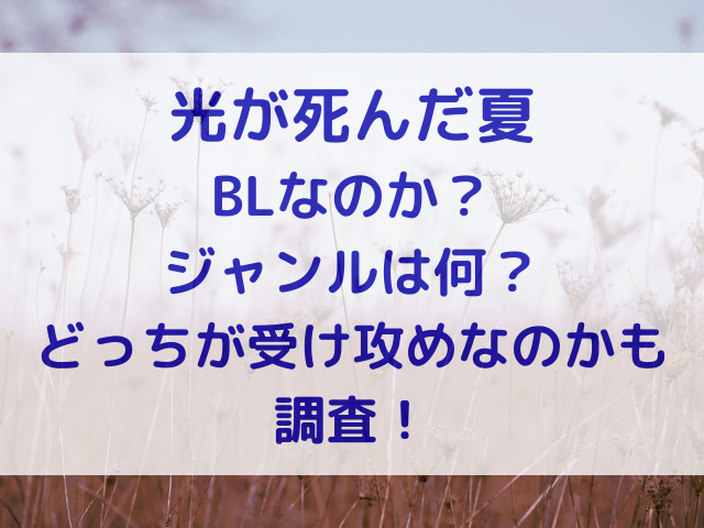 光が死んだ夏　BLなのか？　ジャンル　何　どっちが受け攻め